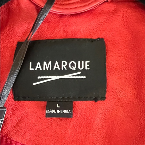 Lamarque Red Leather Jacket with Silver Details - Picture 2 of 6